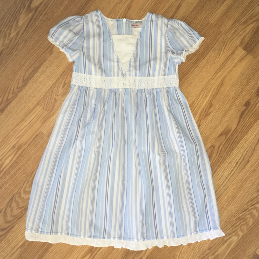 Hanna Andersson blue white‎ cotton striped dress sz 130 cm (7-10 yrs)